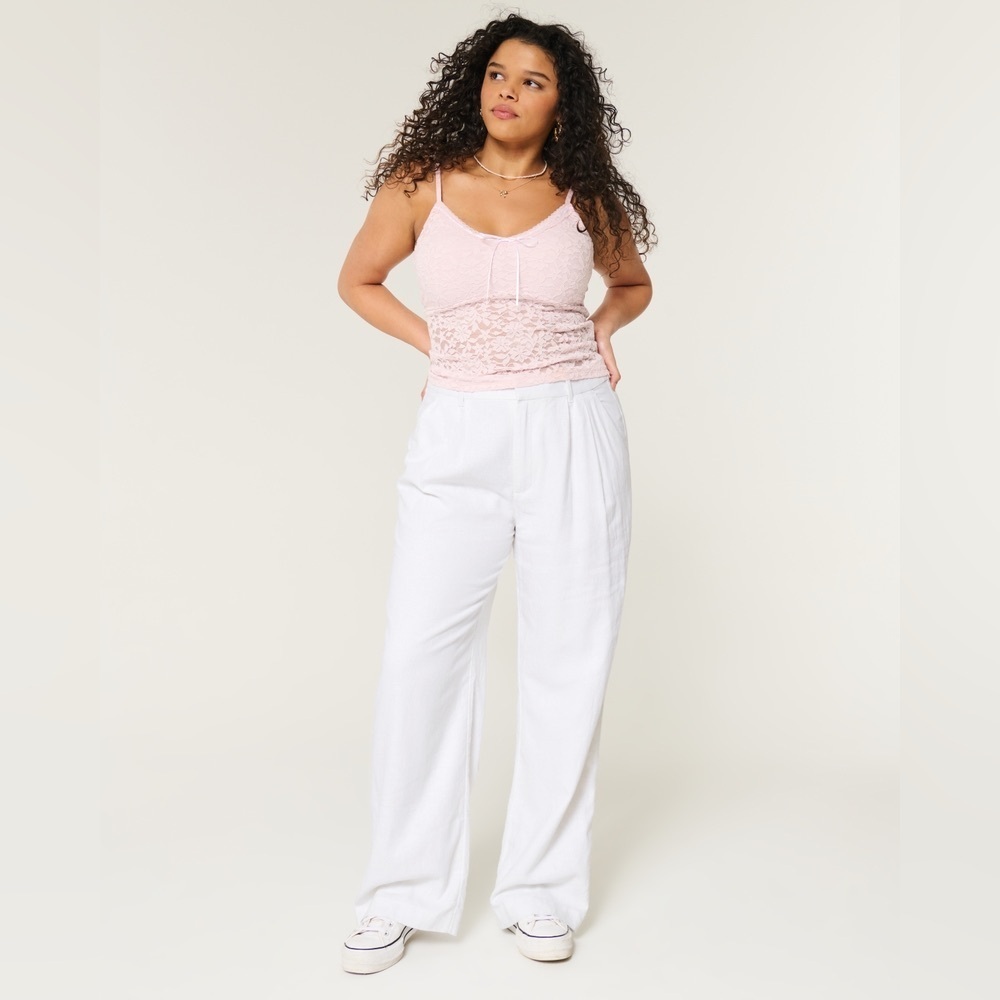 Hollister | Livvy Ultra High-Rise Linen-Blend Wide-Leg Pants in White Size Large